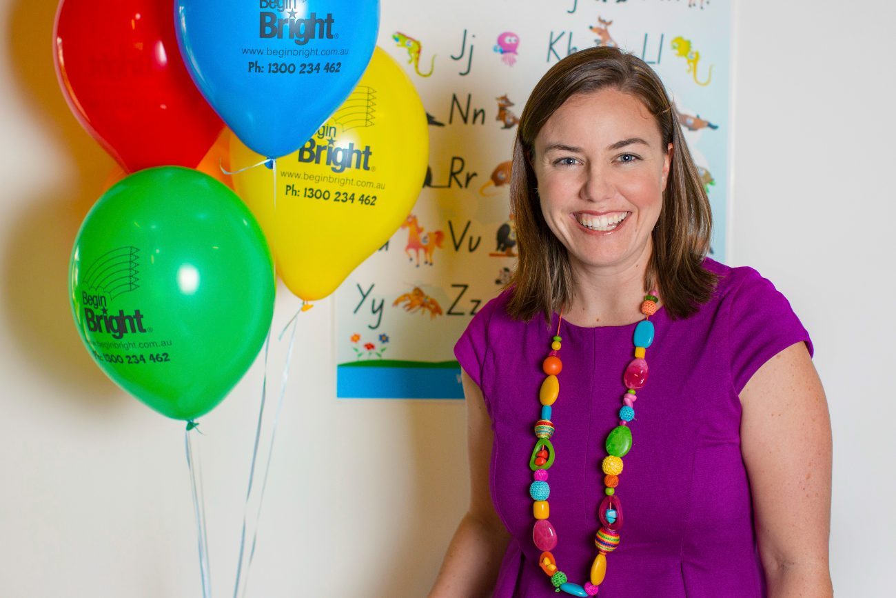 Tina Tower with Begin Bright balloons